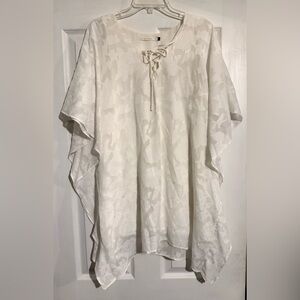 Three eighty Two Cream White Caftan Floral Dress Women’s M Boho Anthropologie